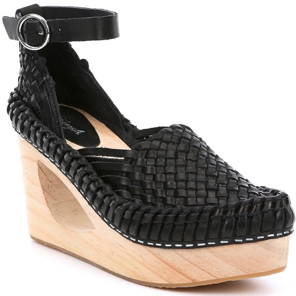 Free People Shoes - Free People Leather Wood Platform Wedge Clog